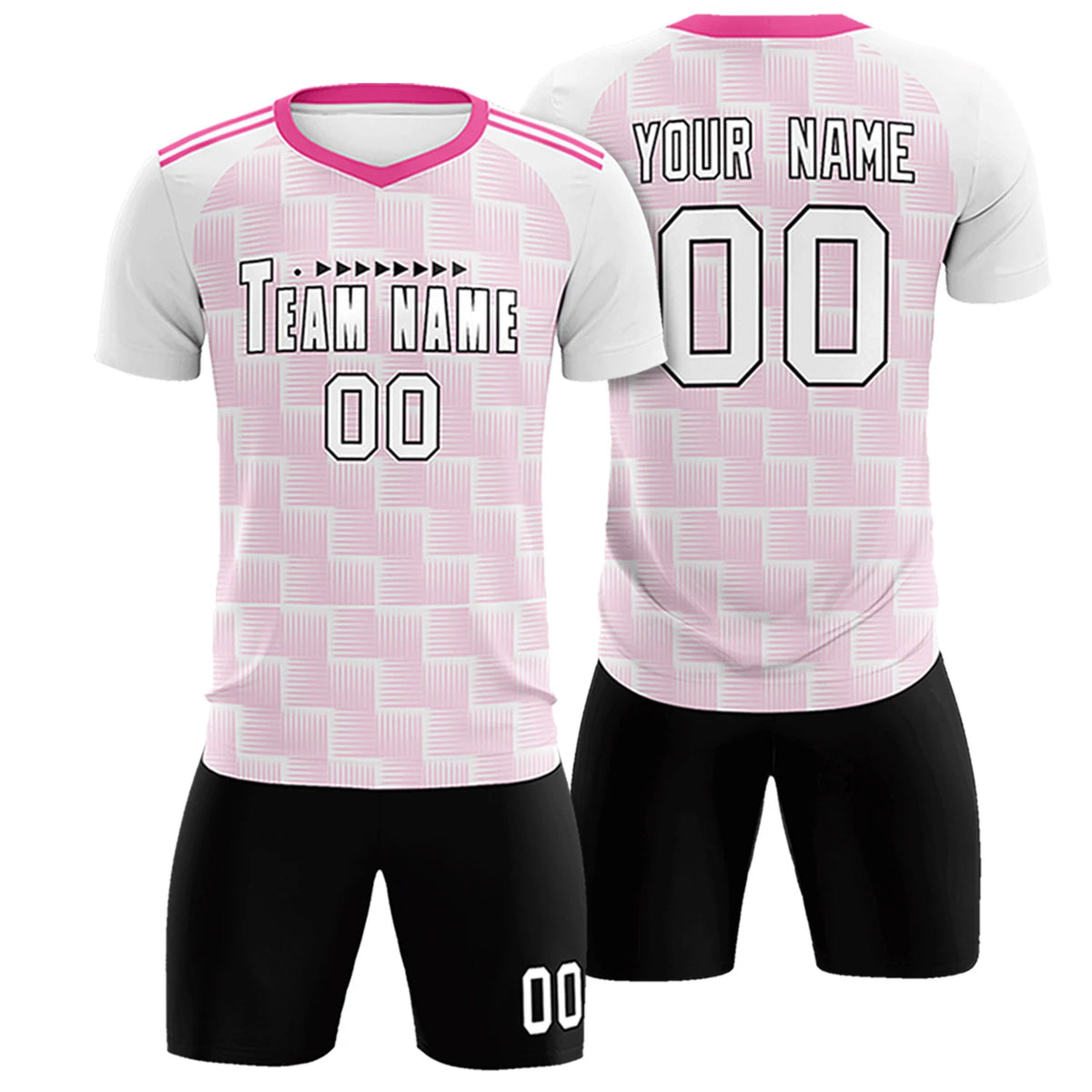 Custom White Pink Casual Outdoor Soccer Sets Jersey
