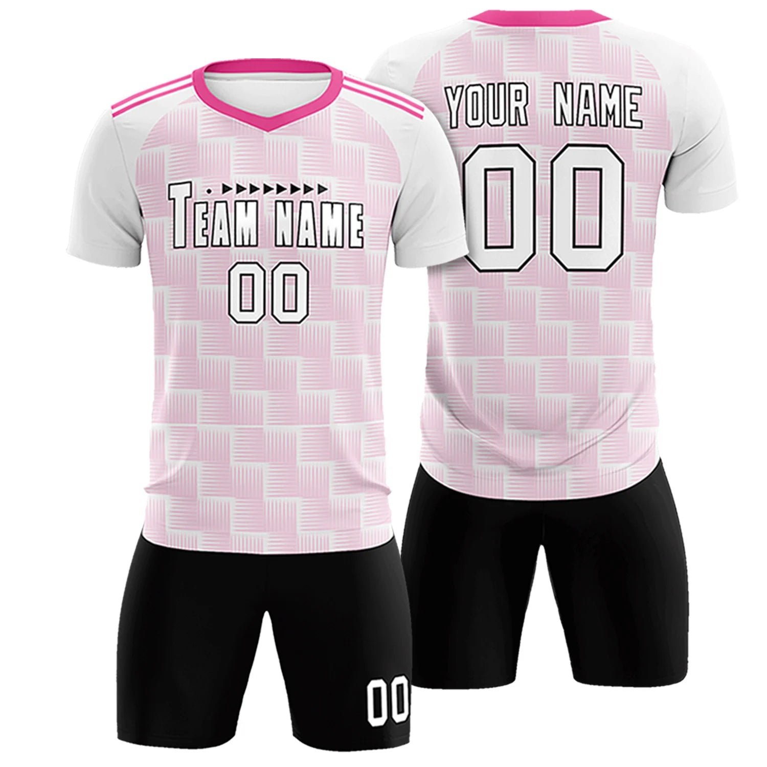 Custom White Pink Casual Outdoor Soccer Sets Jersey