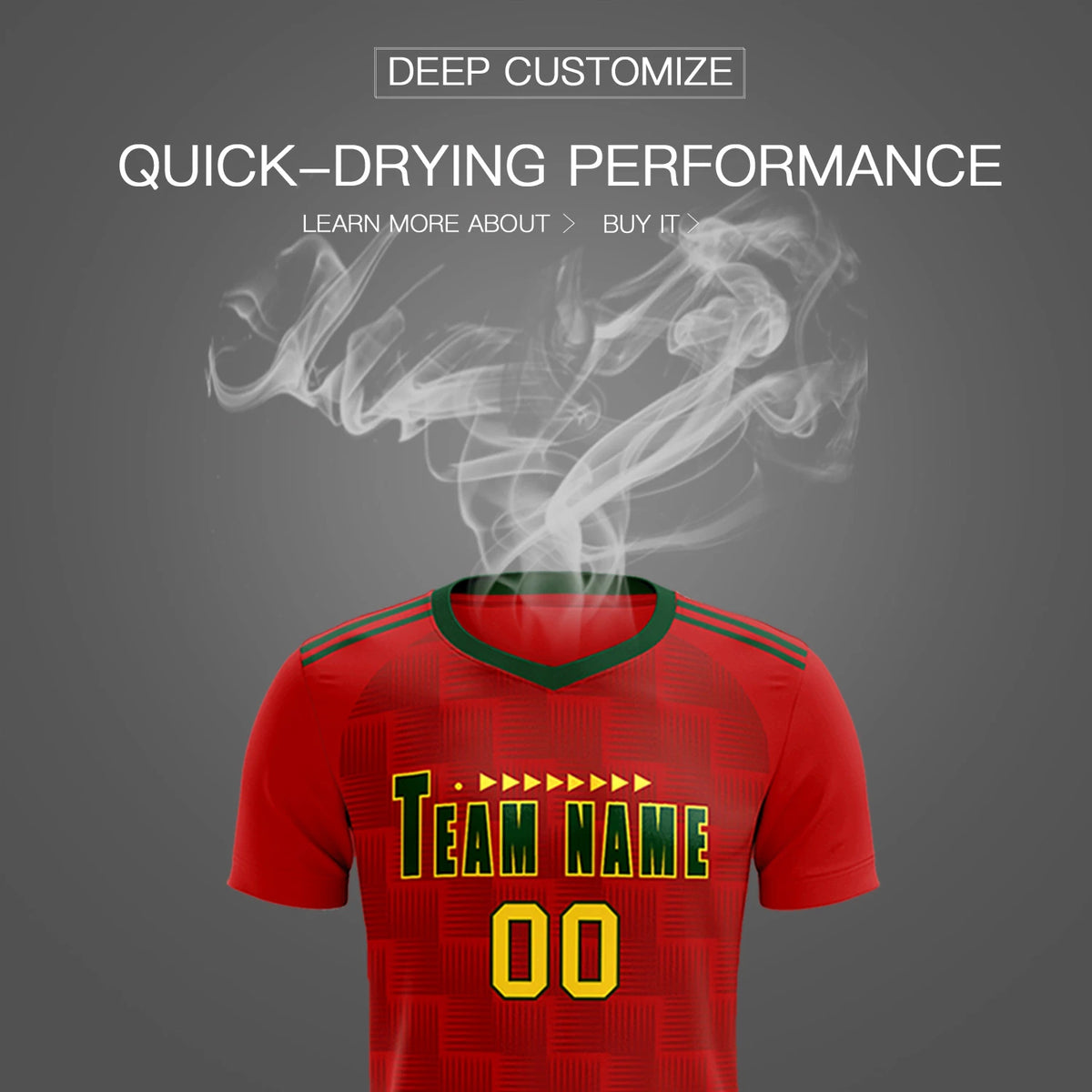 Custom Red Green Casual Outdoor Soccer Sets Jersey
