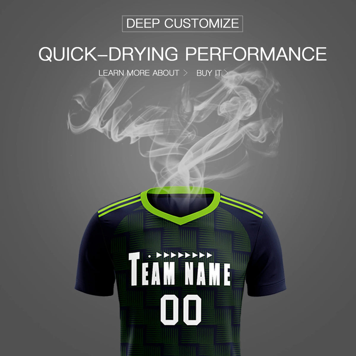 Custom Navy Neon Green Casual Outdoor Soccer Sets Jersey