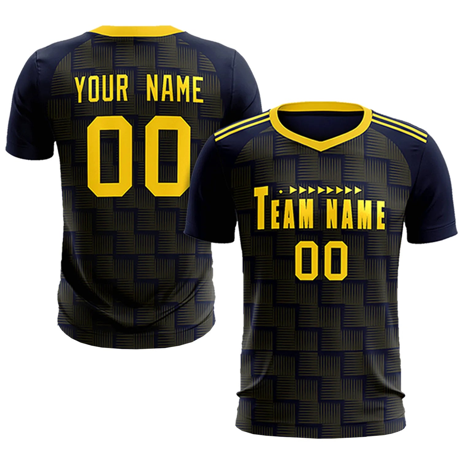 Custom Navy Gold01 Casual Outdoor Soccer Sets Jersey