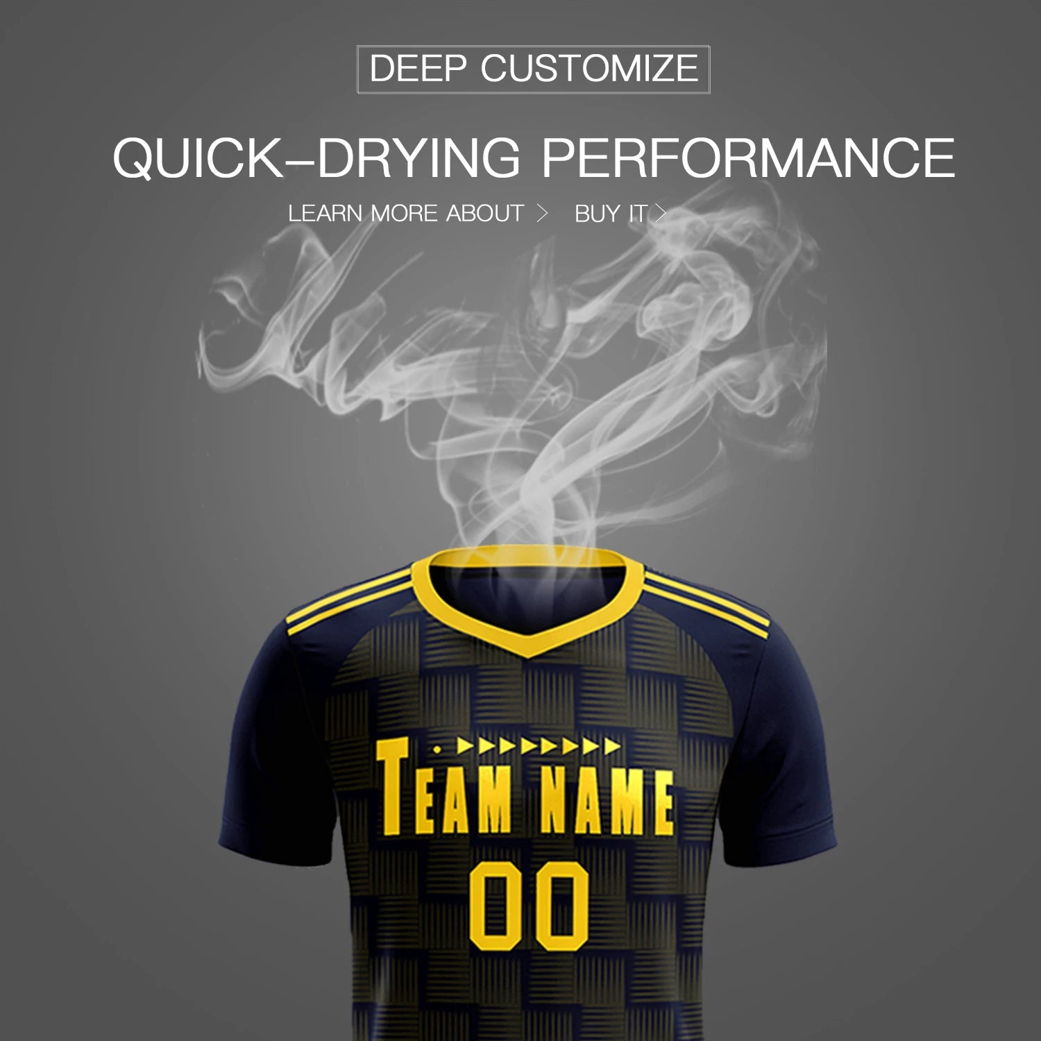 Custom Navy Gold01 Casual Outdoor Soccer Sets Jersey