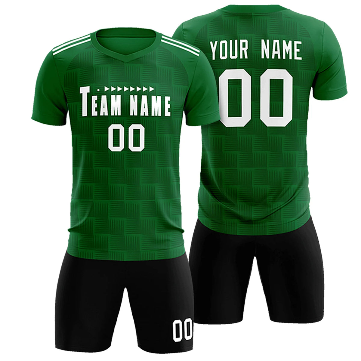 Custom Kelly Green Black Casual Outdoor Soccer Sets Jersey