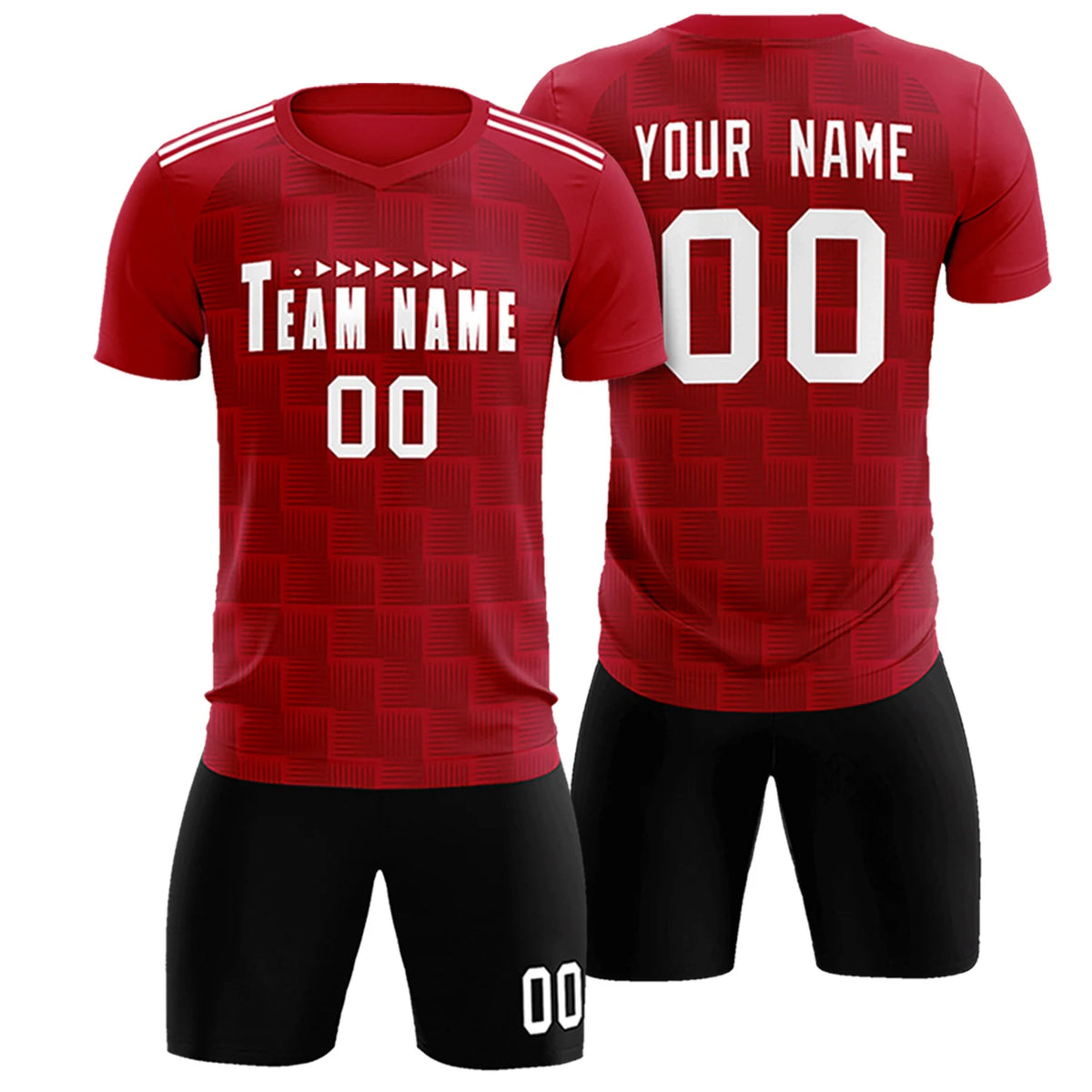Custom Red Black Casual Outdoor Soccer Sets Jersey