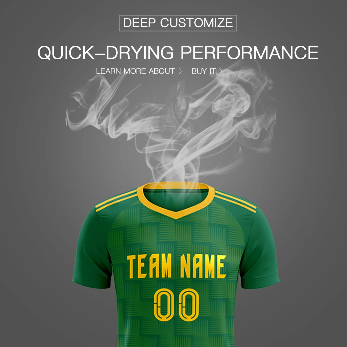 Custom Kelly Green Yellow Casual Outdoor Soccer Sets Jersey