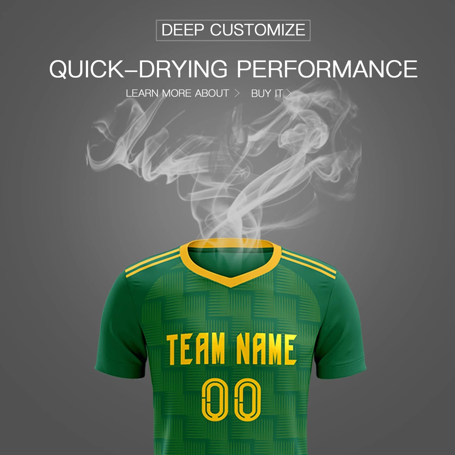 Custom Kelly Green Yellow Casual Outdoor Soccer Sets Jersey