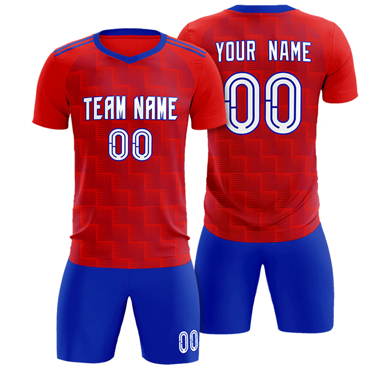 Custom Red Royal Blue Casual Outdoor Soccer Sets Jersey