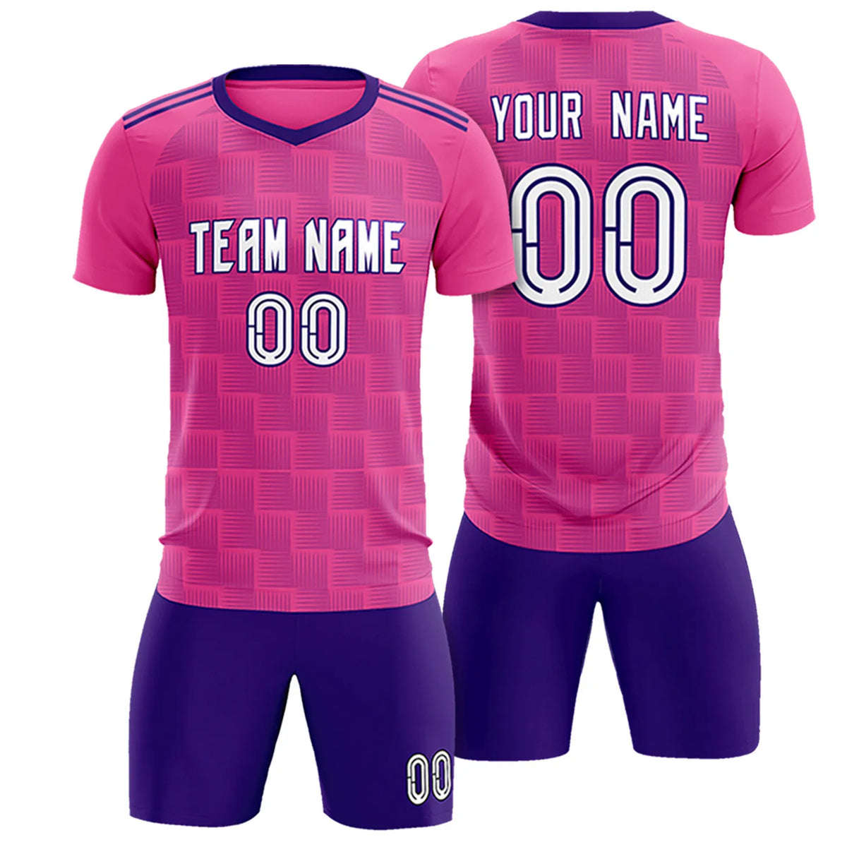 Custom Pink Purple Casual Outdoor Soccer Sets Jersey
