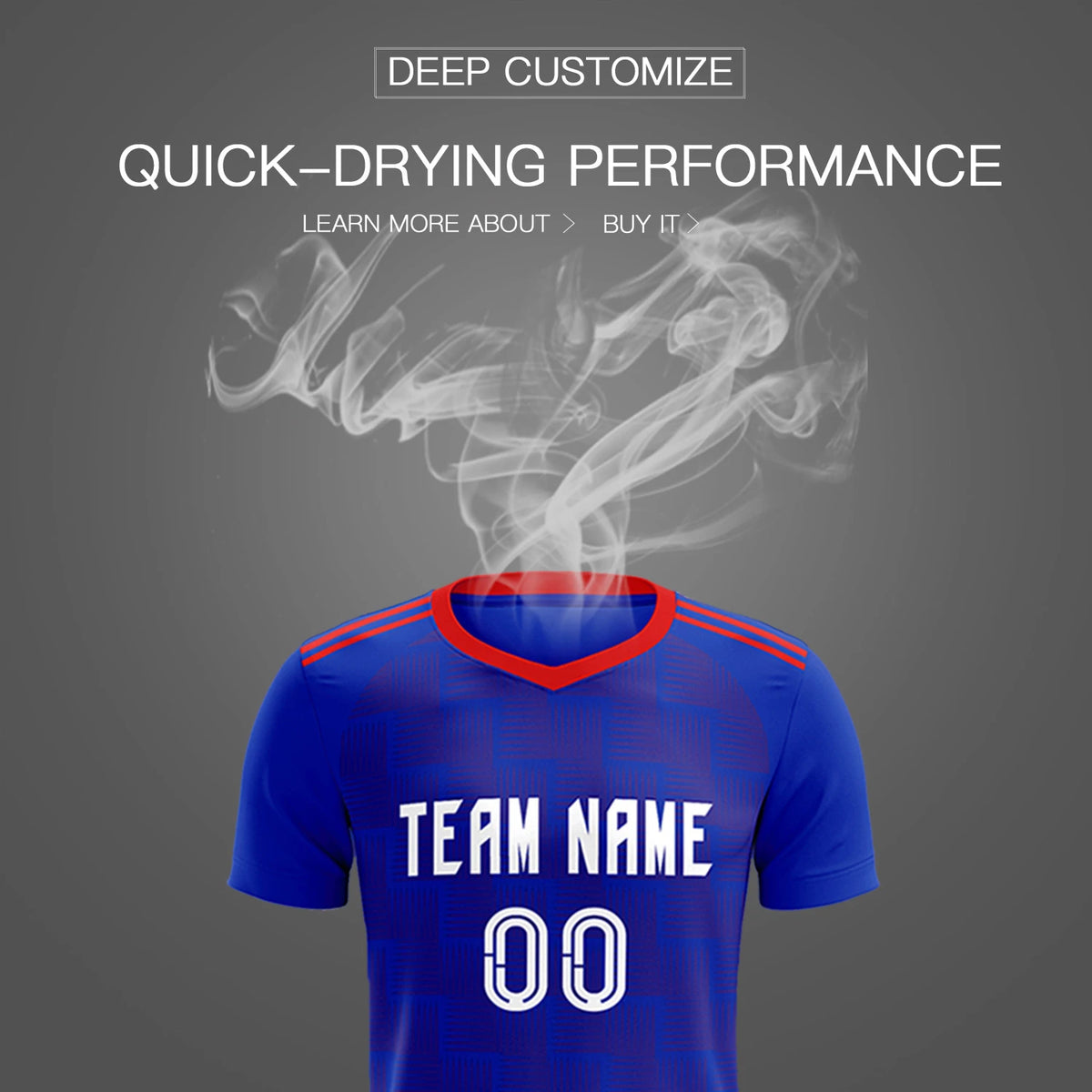 Custom Royal Blue Red Casual Outdoor Soccer Sets Jersey