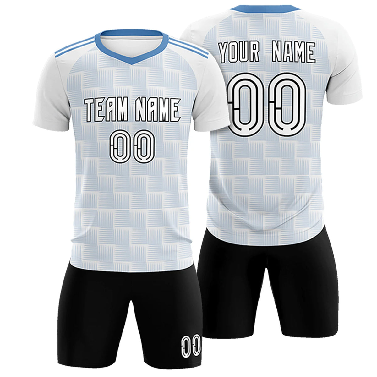 Custom White Light Blue Casual Outdoor Soccer Sets Jersey