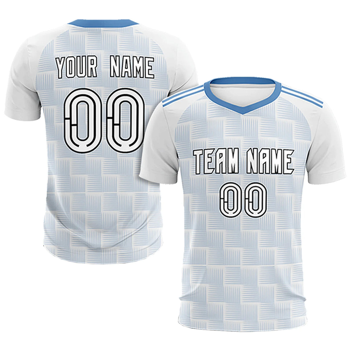 Custom White Light Blue Casual Outdoor Soccer Sets Jersey
