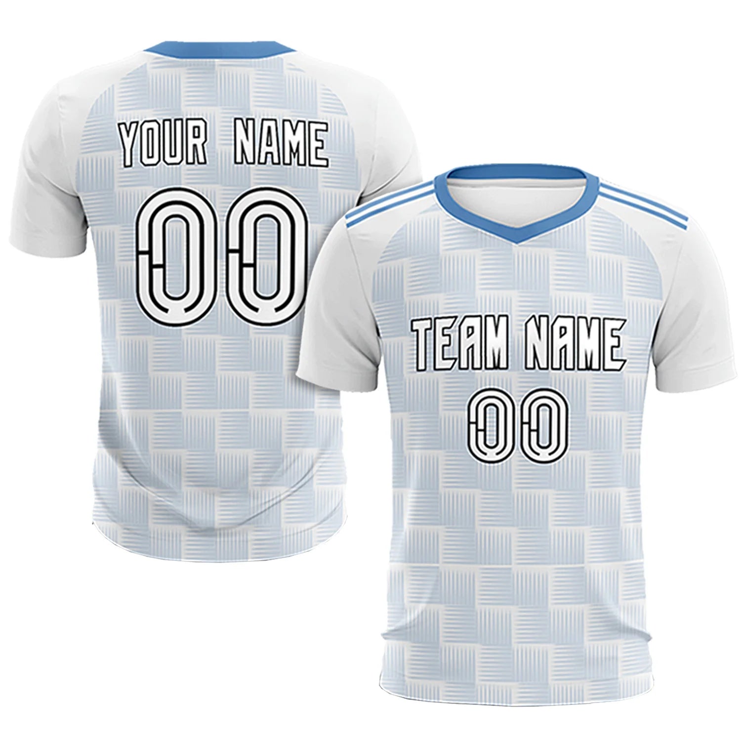 Custom White Light Blue Casual Outdoor Soccer Sets Jersey