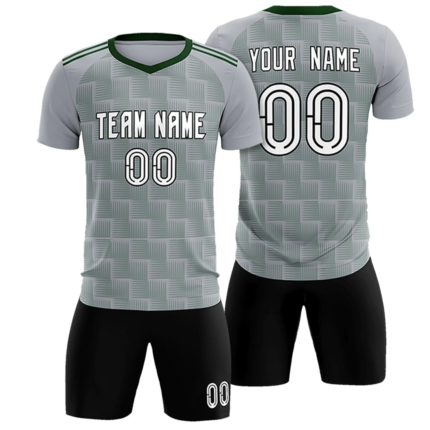 Custom Gray Green Casual Outdoor Soccer Sets Jersey