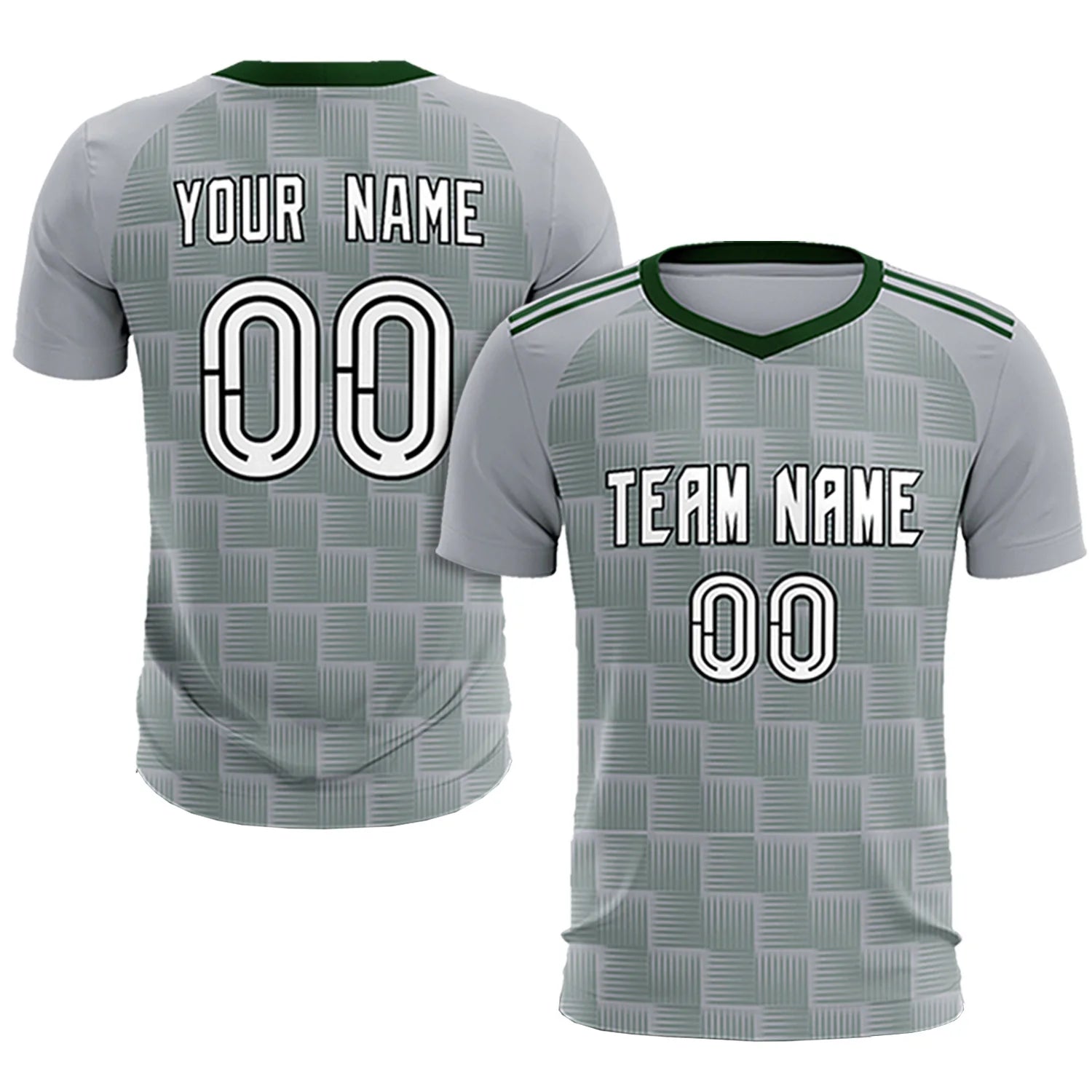 Custom Gray Green Casual Outdoor Soccer Sets Jersey