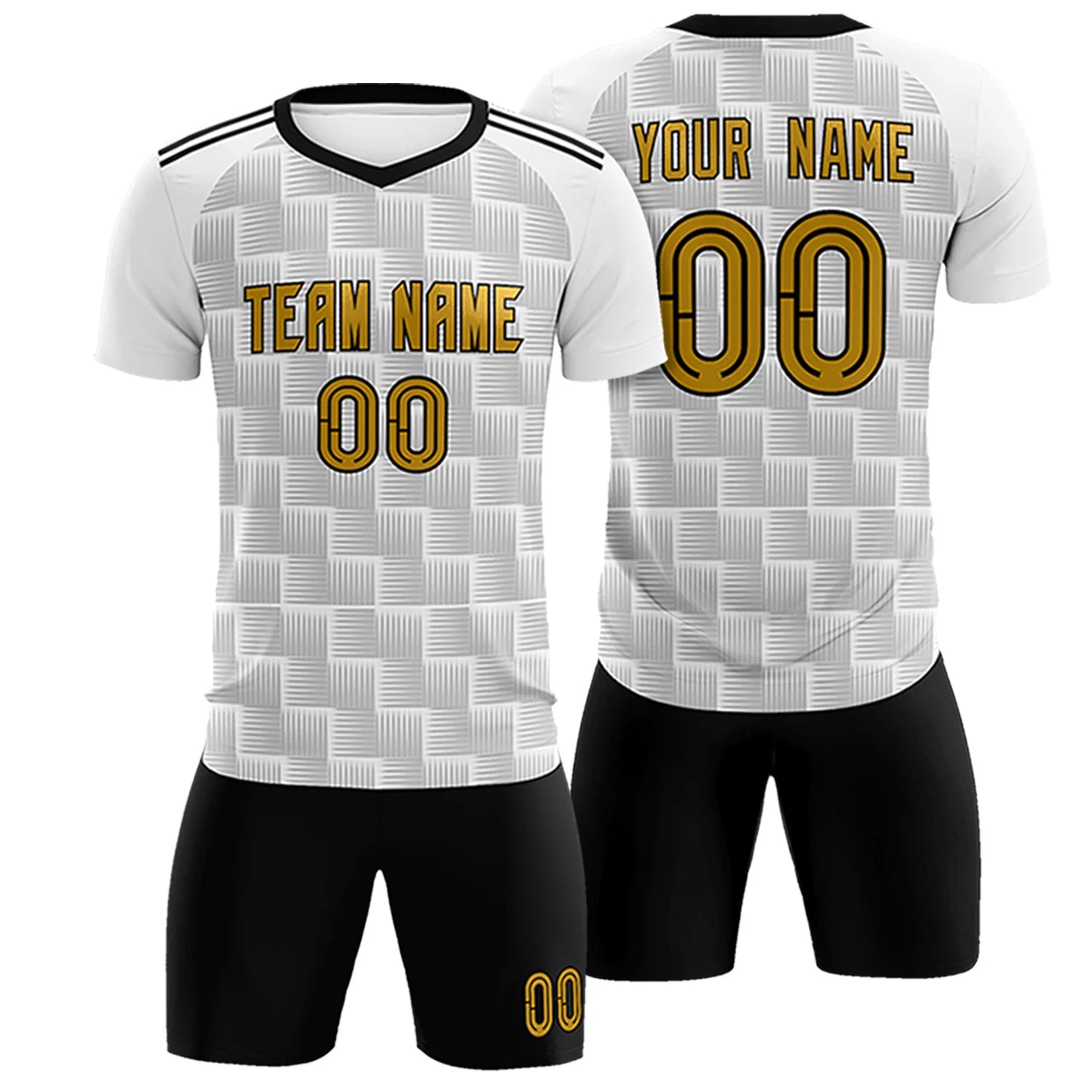Custom White Black Casual Outdoor Soccer Sets Jersey