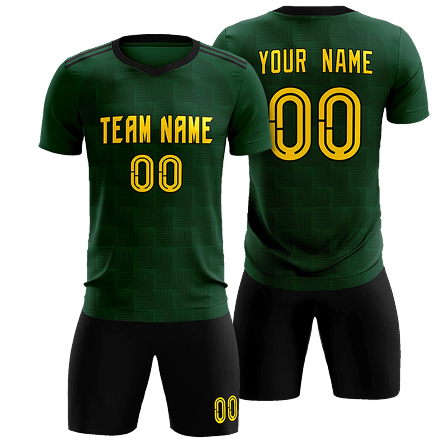 Custom Green Black Casual Outdoor Soccer Sets Jersey