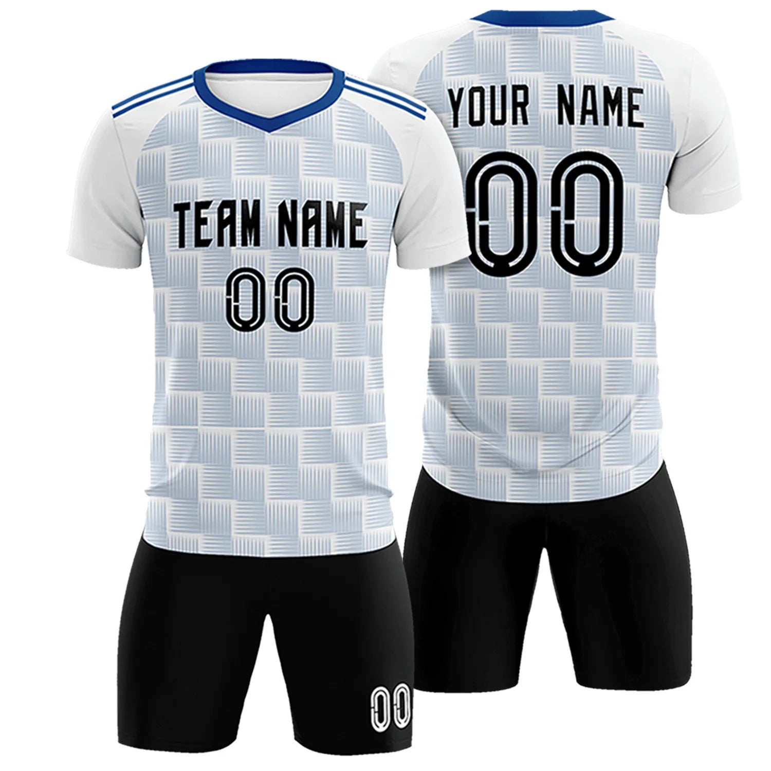 Custom White Royal Blue Casual Outdoor Soccer Sets Jersey