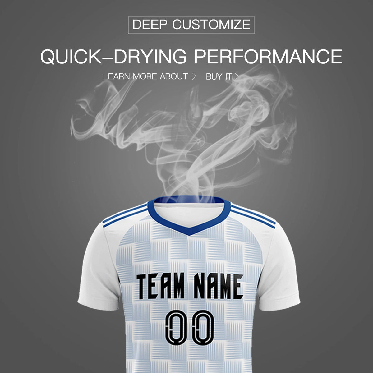 Custom White Royal Blue Casual Outdoor Soccer Sets Jersey