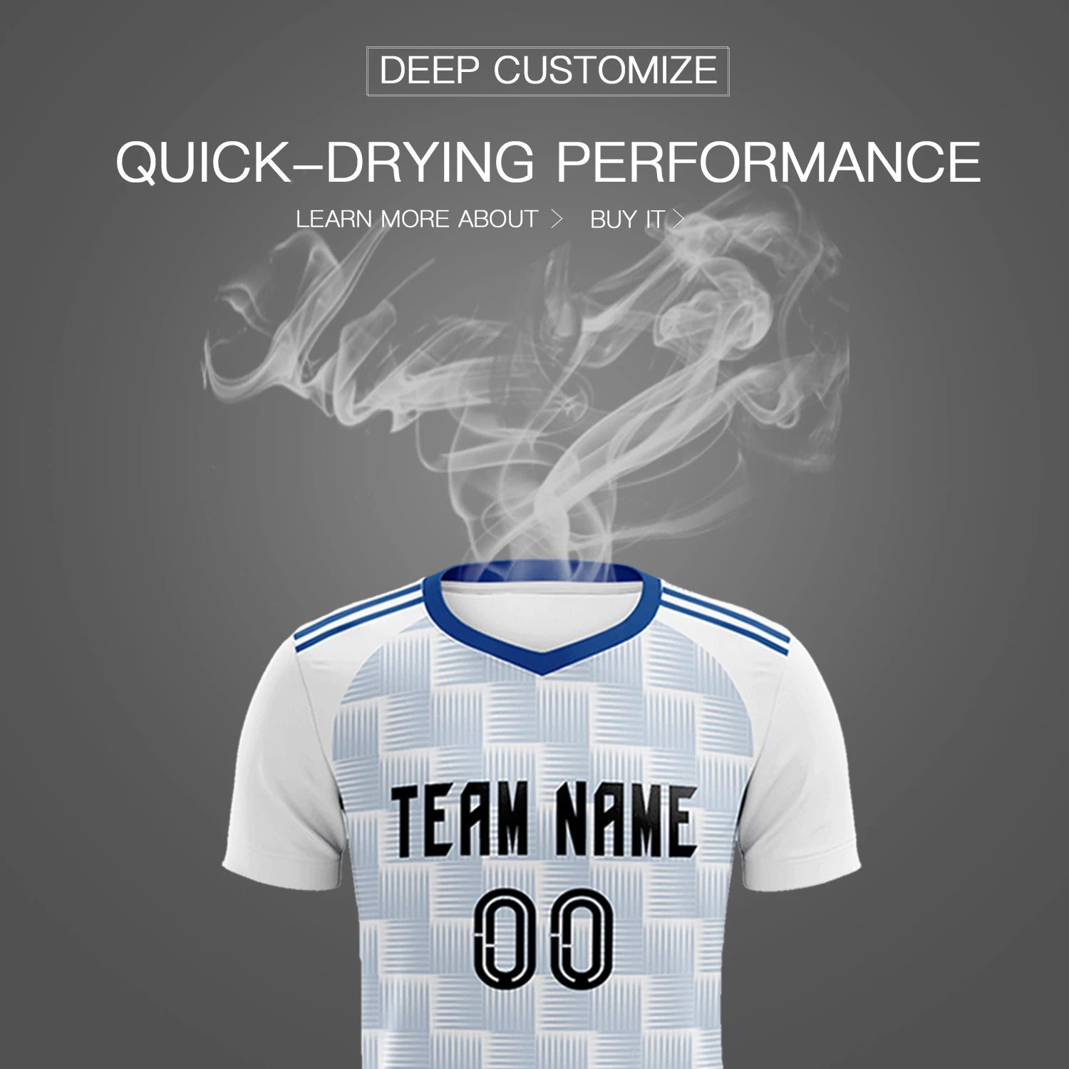Custom White Royal Blue Casual Outdoor Soccer Sets Jersey