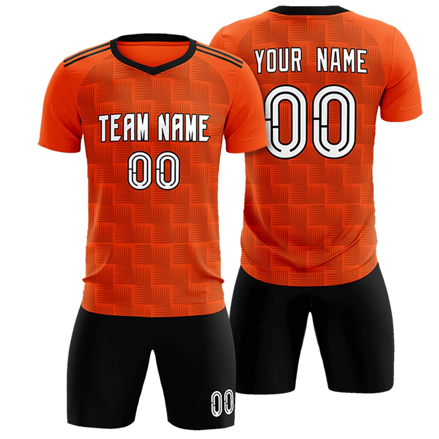 Custom Orange Black Casual Outdoor Soccer Sets Jersey