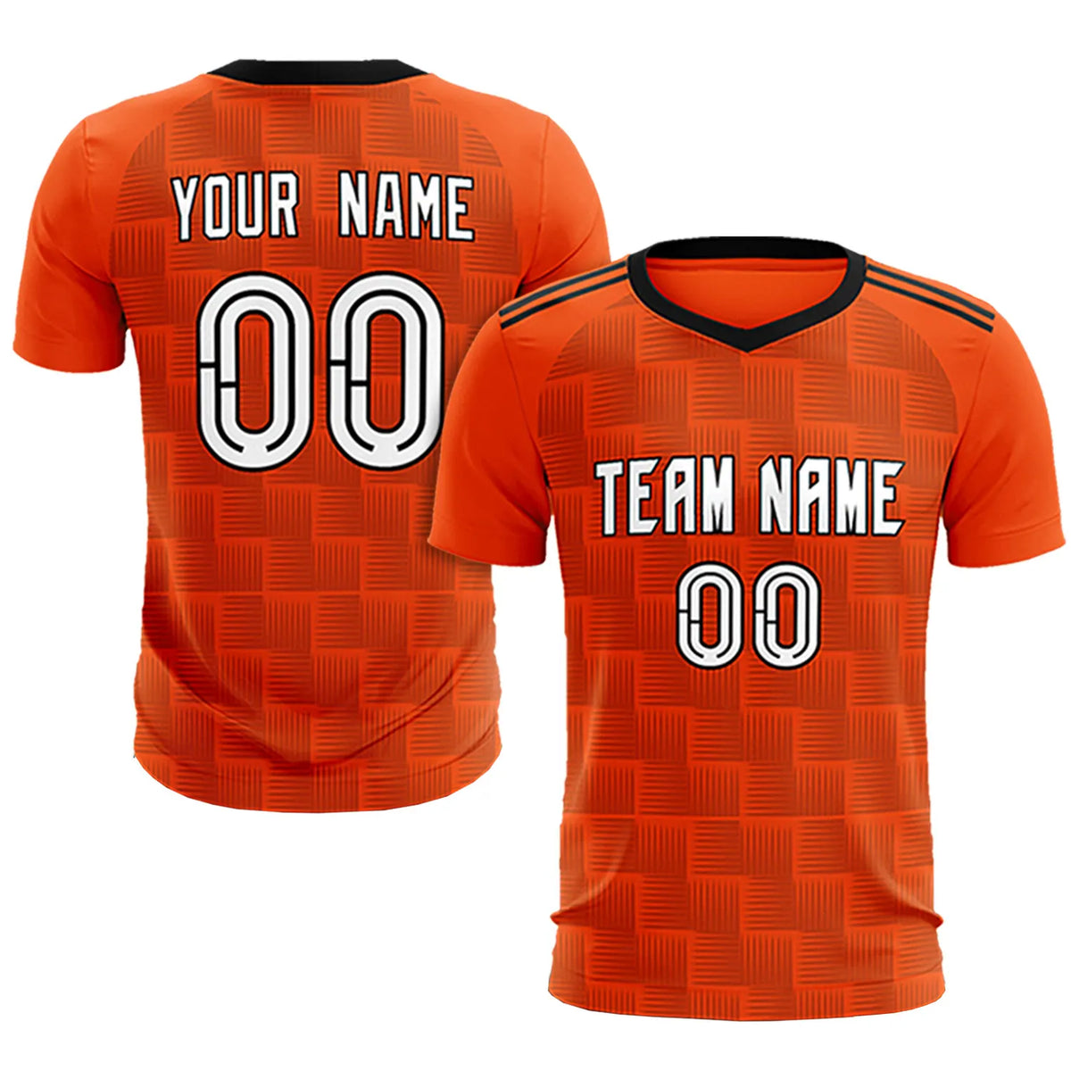 Custom Orange Black Casual Outdoor Soccer Sets Jersey