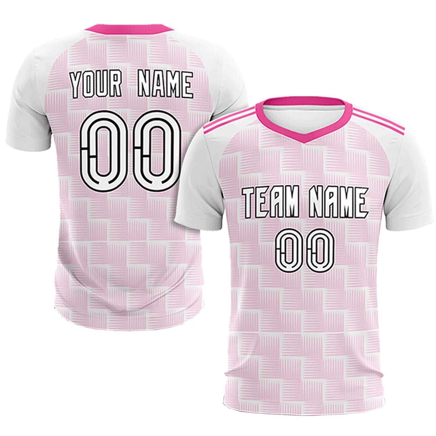 Custom White Pink Casual Outdoor Soccer Sets Jersey