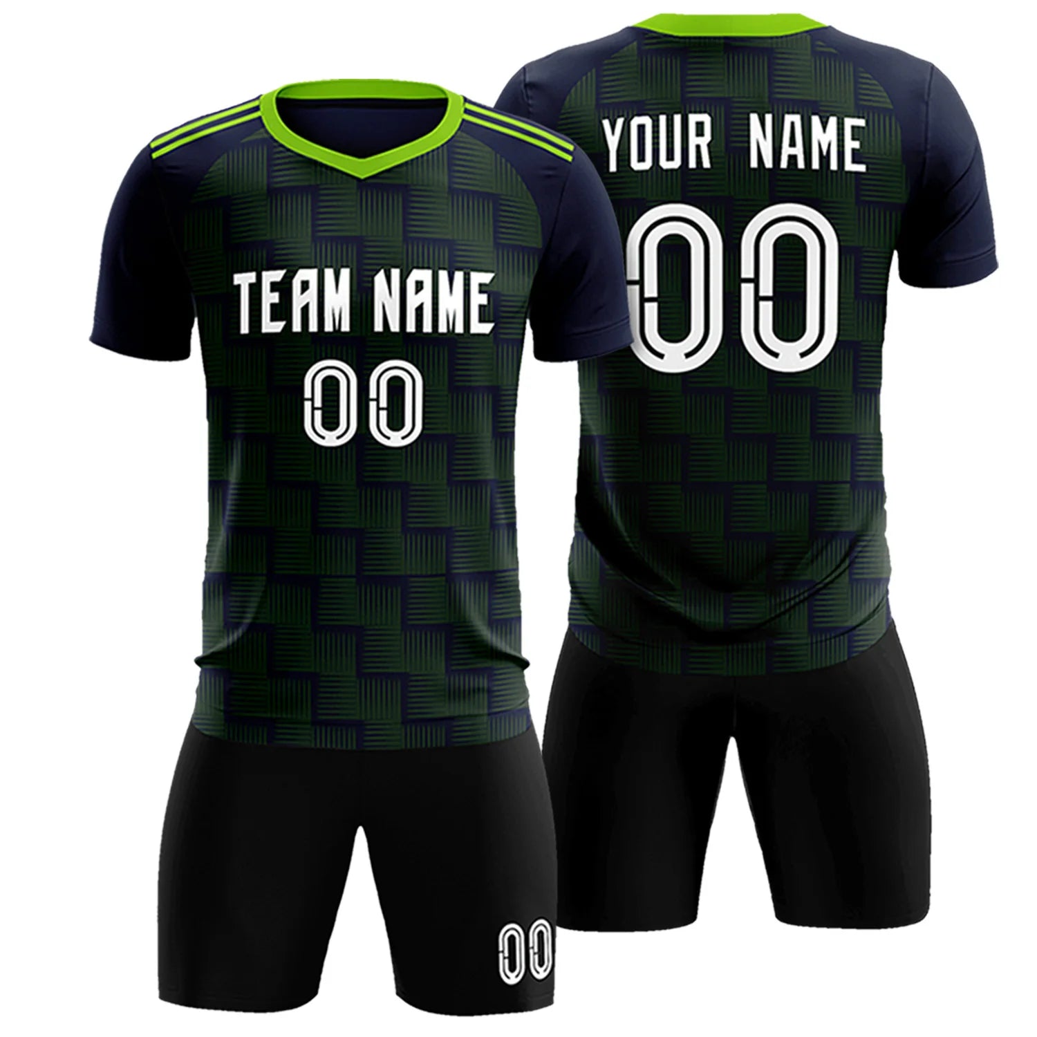 Custom Navy Neon Green Casual Outdoor Soccer Sets Jersey