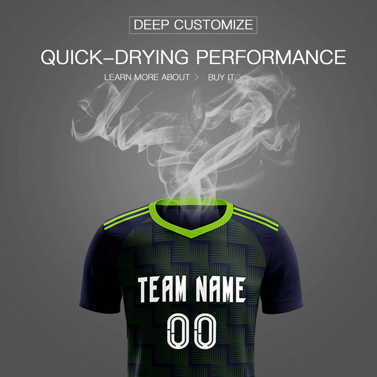 Custom Navy Neon Green Casual Outdoor Soccer Sets Jersey
