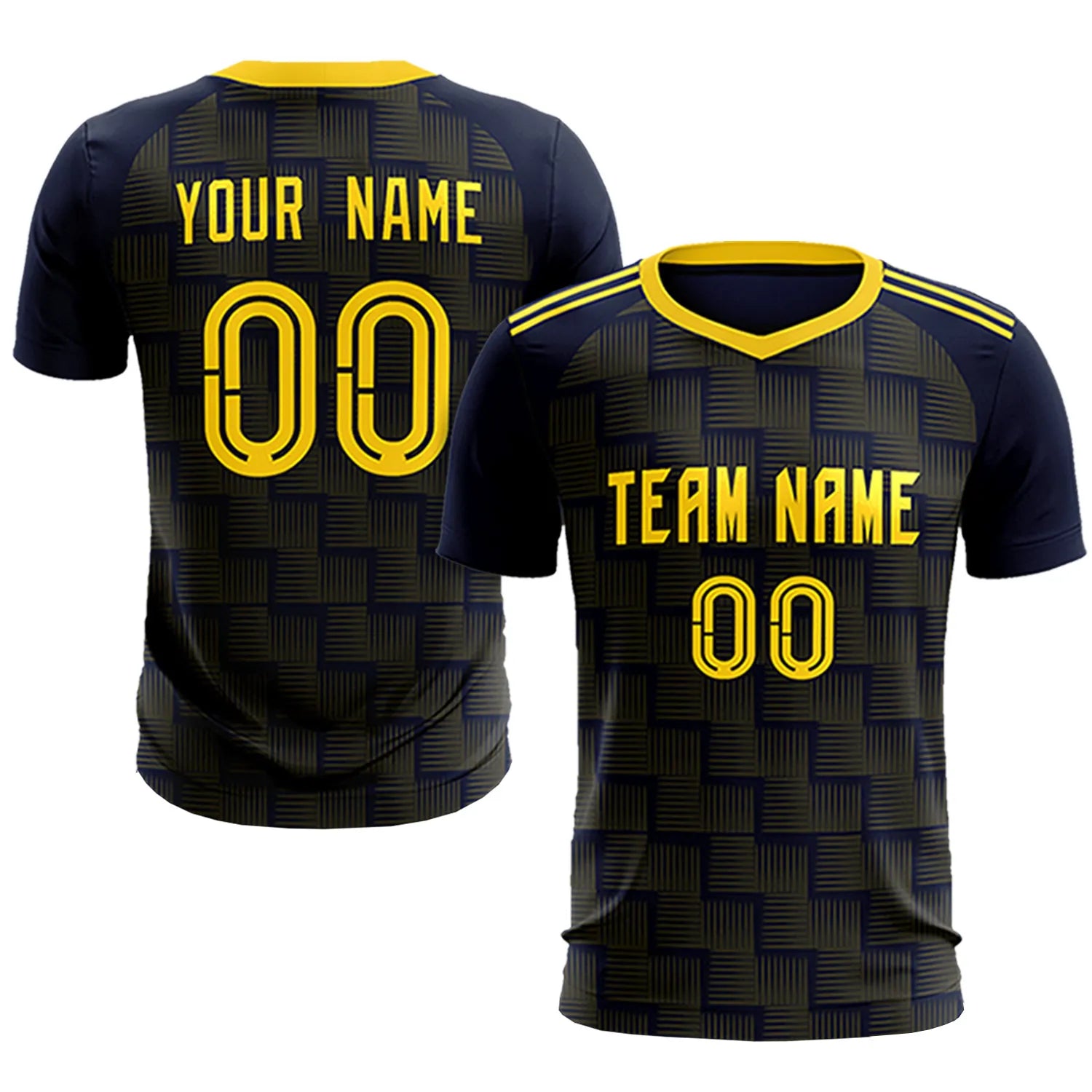 Custom Navy Gold01 Casual Outdoor Soccer Sets Jersey