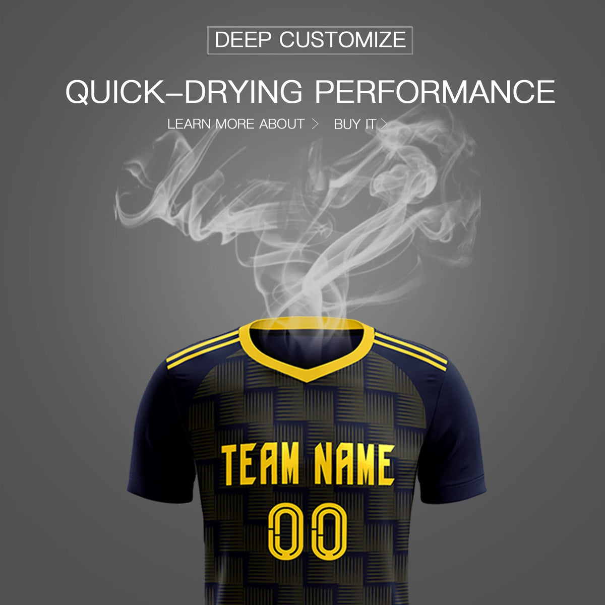 Custom Navy Gold01 Casual Outdoor Soccer Sets Jersey