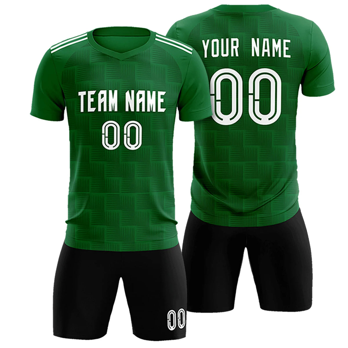 Custom Kelly Green Black Casual Outdoor Soccer Sets Jersey