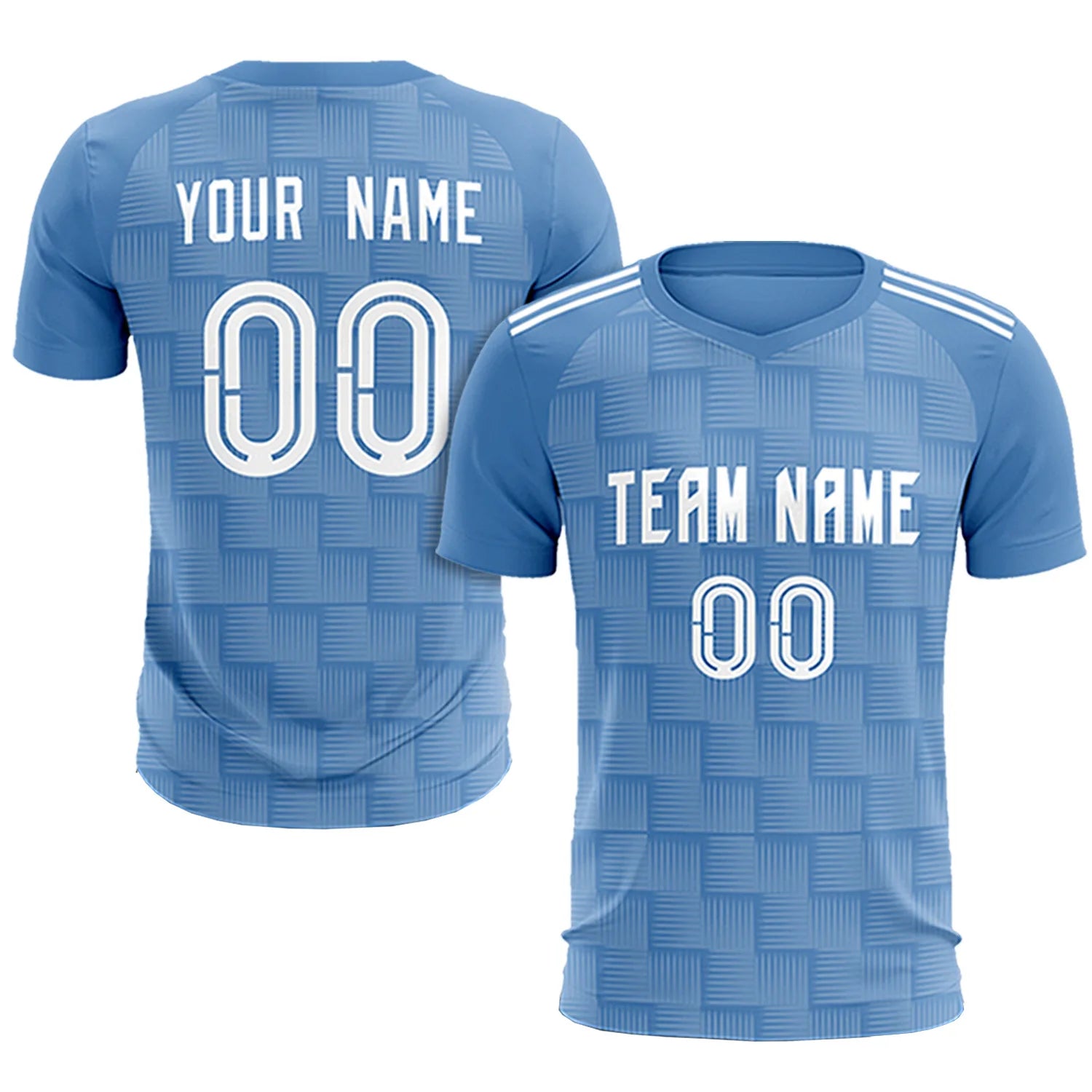 Custom Light Blue Black Casual Outdoor Soccer Sets Jersey