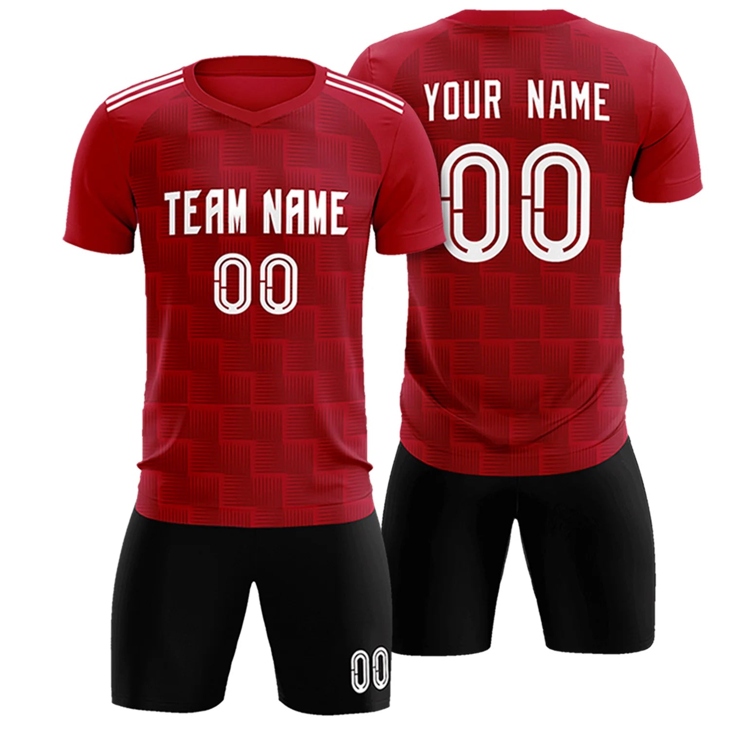 Custom Red Black Casual Outdoor Soccer Sets Jersey