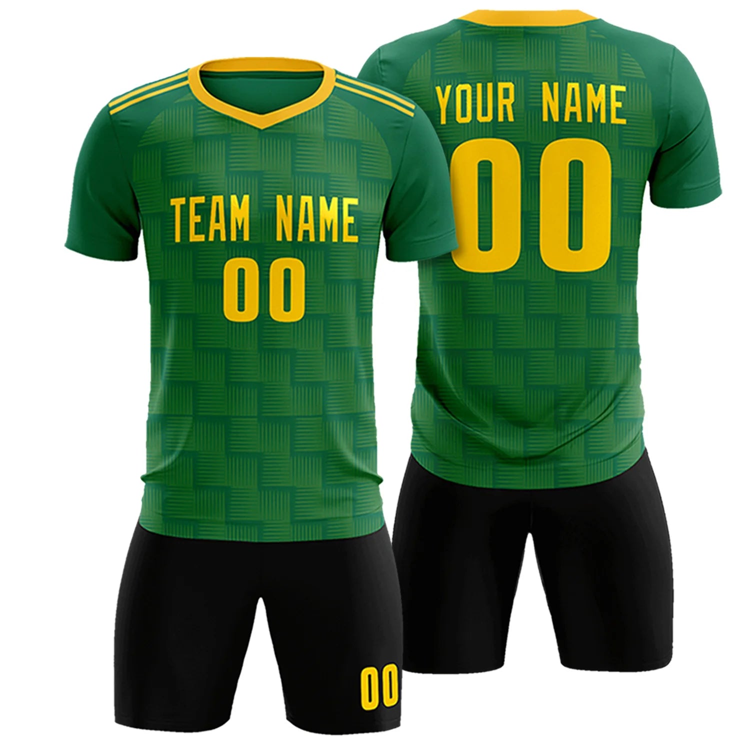Custom Kelly Green Yellow Casual Outdoor Soccer Sets Jersey