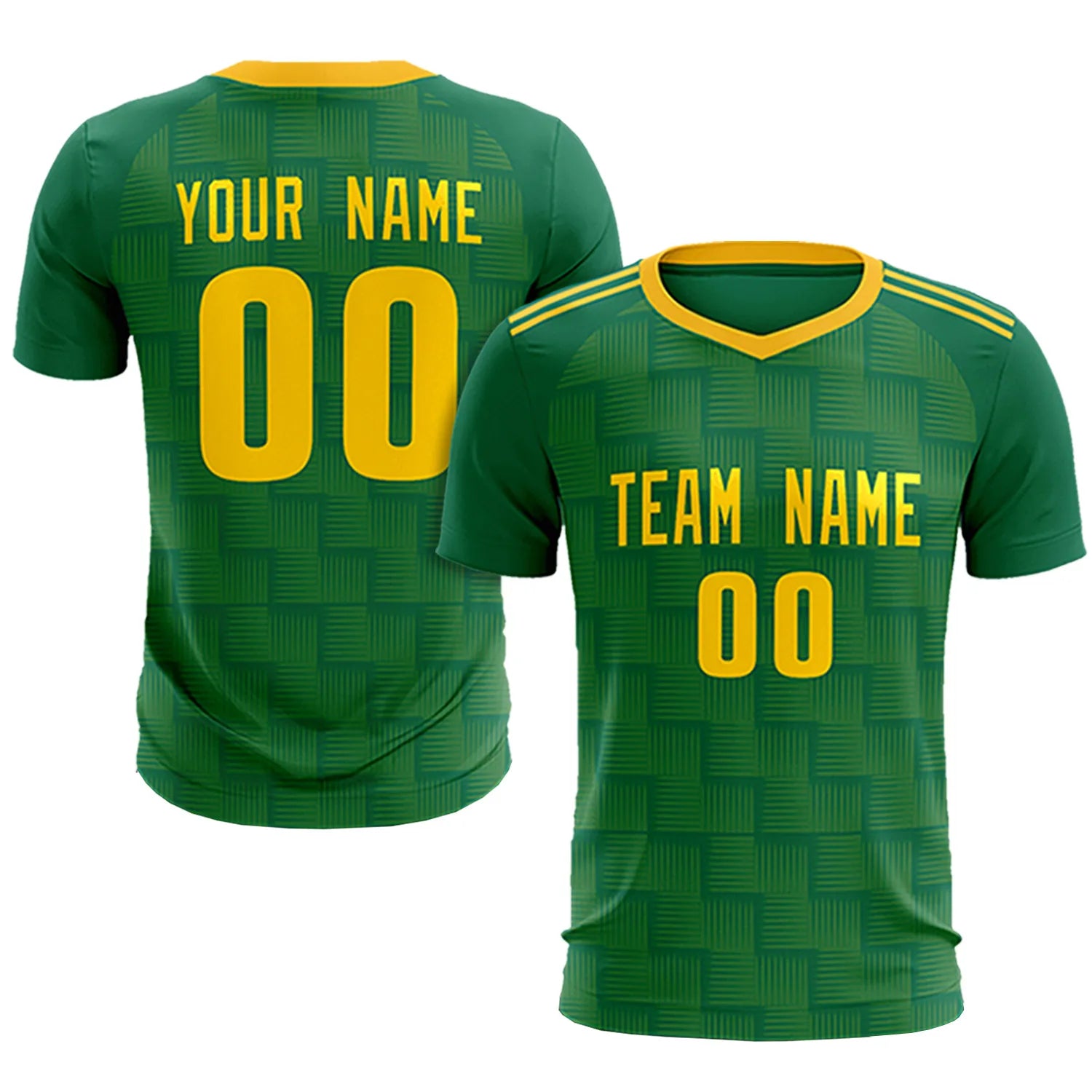 Custom Kelly Green Yellow Casual Outdoor Soccer Sets Jersey