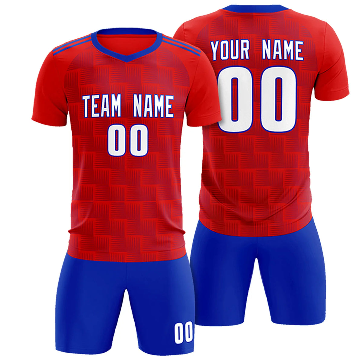 Custom Red Royal Blue Casual Outdoor Soccer Sets Jersey