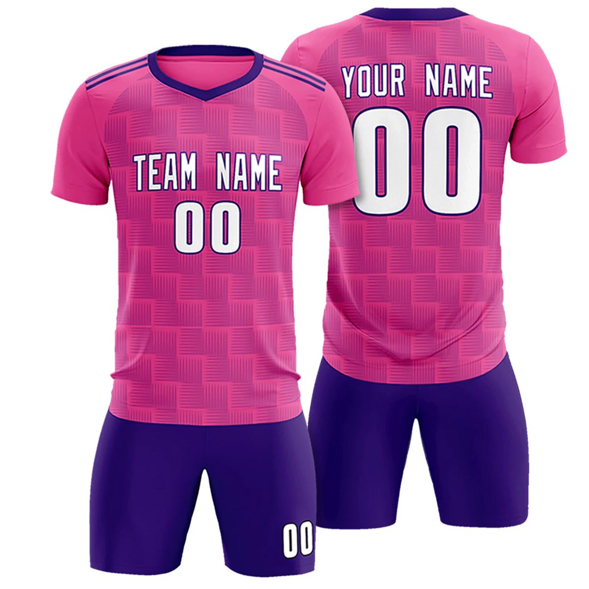 Custom Pink Purple Casual Outdoor Soccer Sets Jersey