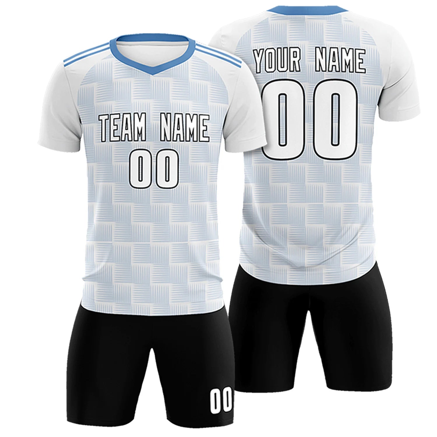 Custom White Light Blue Casual Outdoor Soccer Sets Jersey