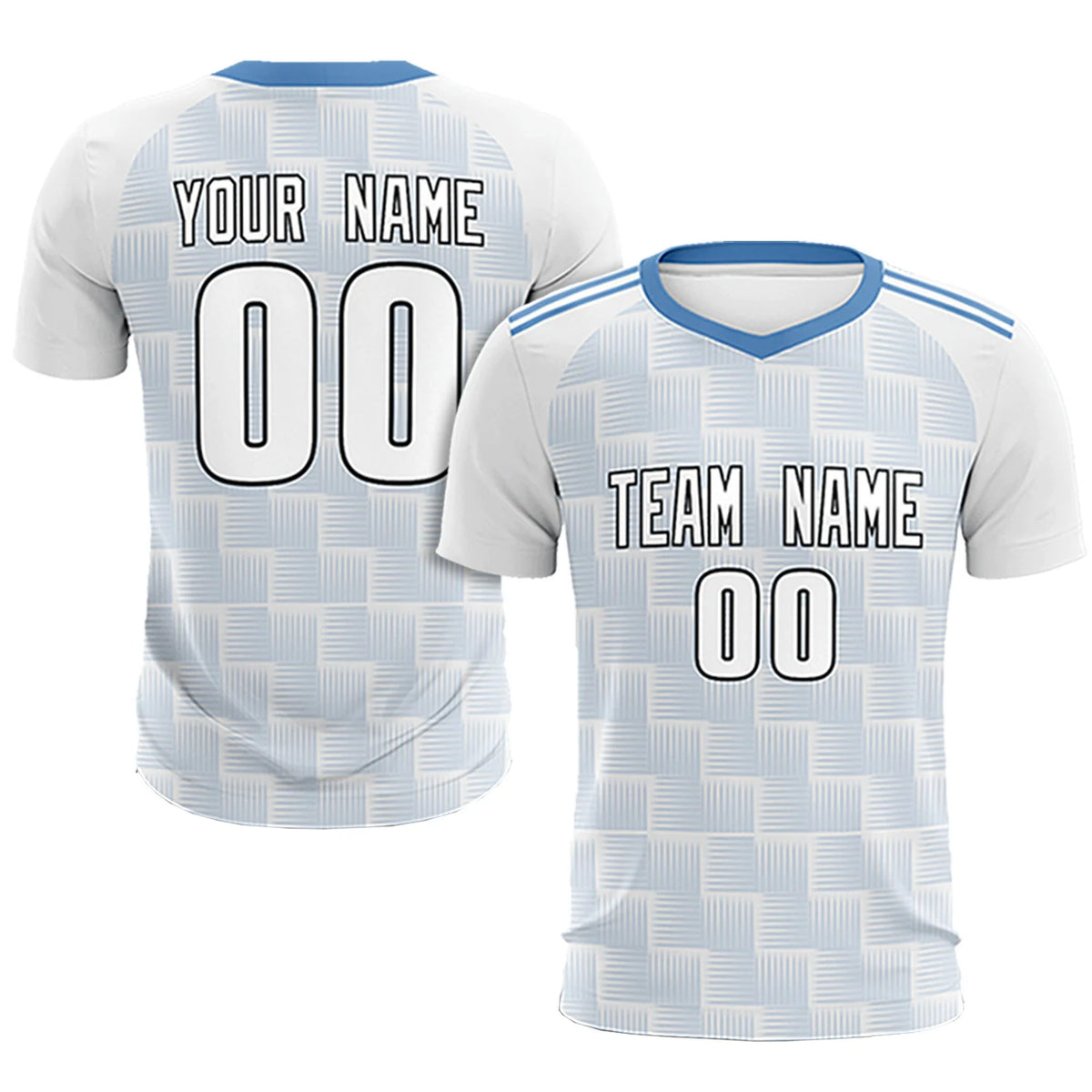Custom White Light Blue Casual Outdoor Soccer Sets Jersey