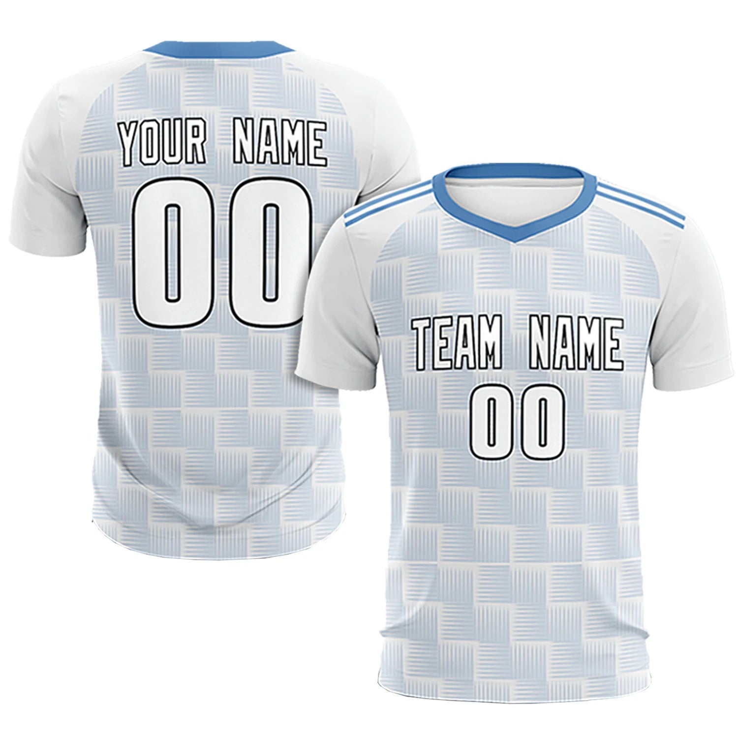 Custom White Light Blue Casual Outdoor Soccer Sets Jersey