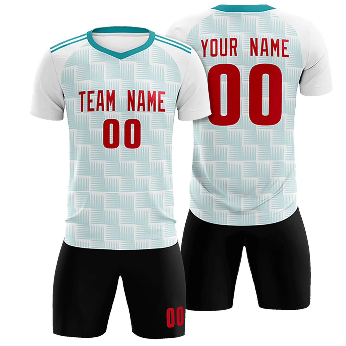 Custom White Aqua Casual Outdoor Soccer Sets Jersey
