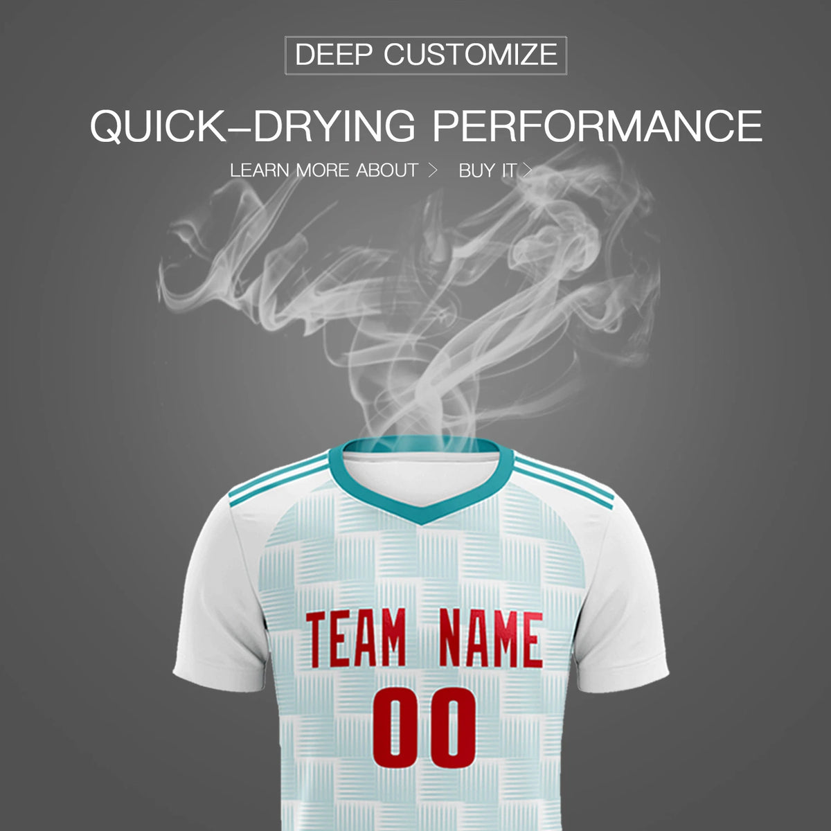 Custom White Aqua Casual Outdoor Soccer Sets Jersey