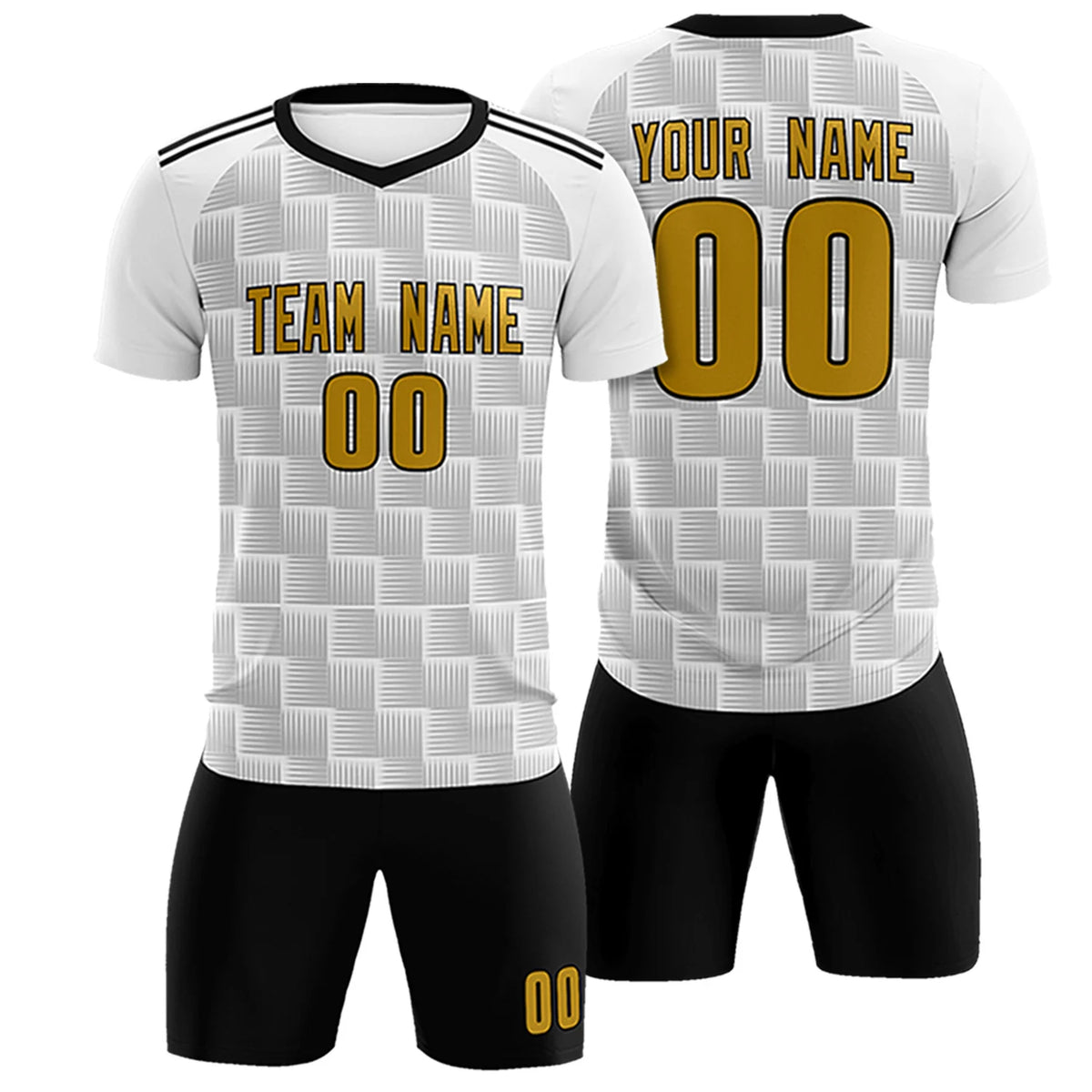 Custom White Black Casual Outdoor Soccer Sets Jersey