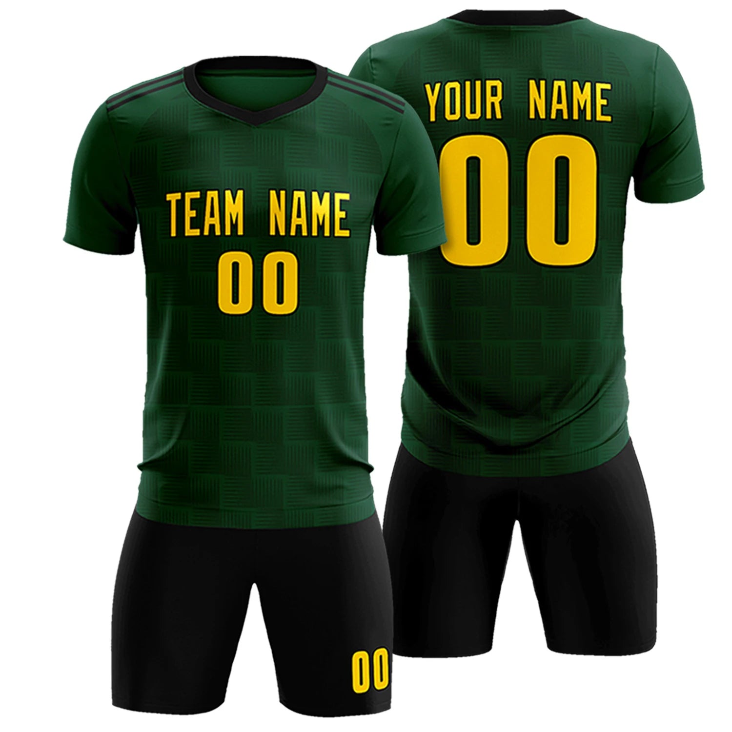 Custom Green Black Casual Outdoor Soccer Sets Jersey