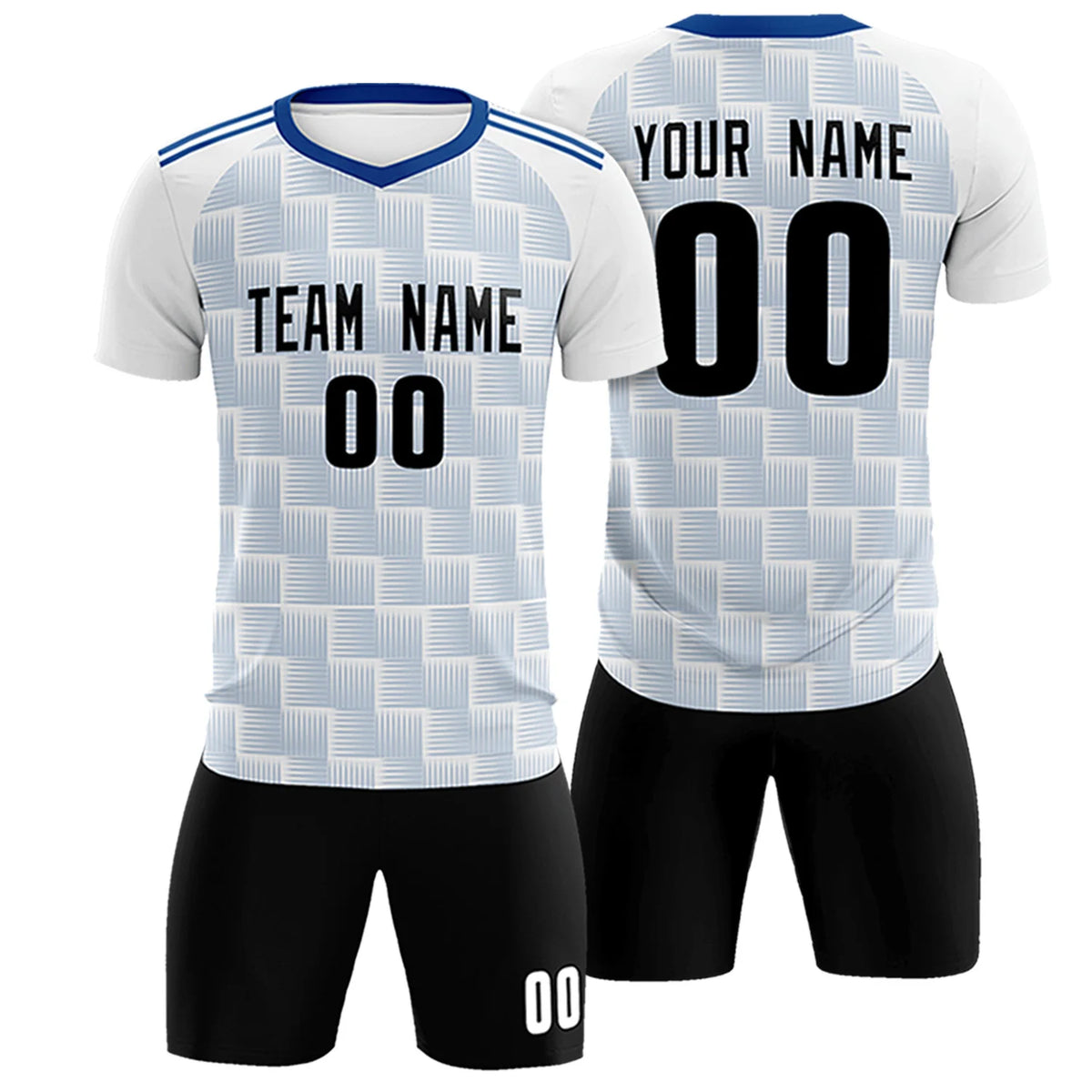 Custom White Royal Blue Casual Outdoor Soccer Sets Jersey