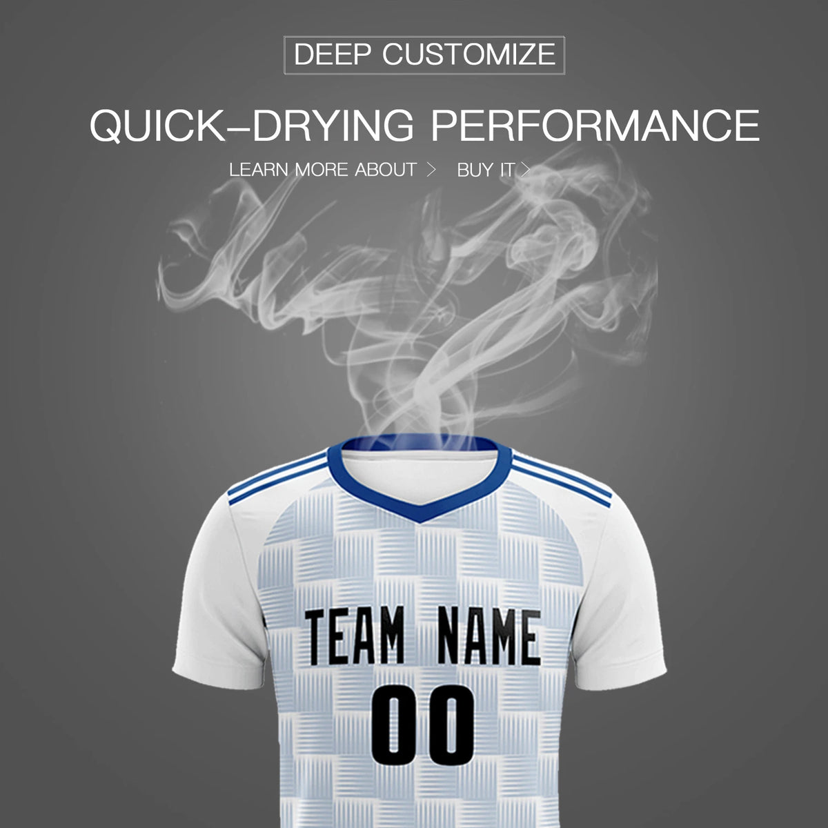 Custom White Royal Blue Casual Outdoor Soccer Sets Jersey