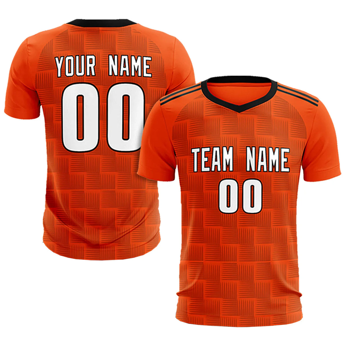 Custom Orange Black Casual Outdoor Soccer Sets Jersey