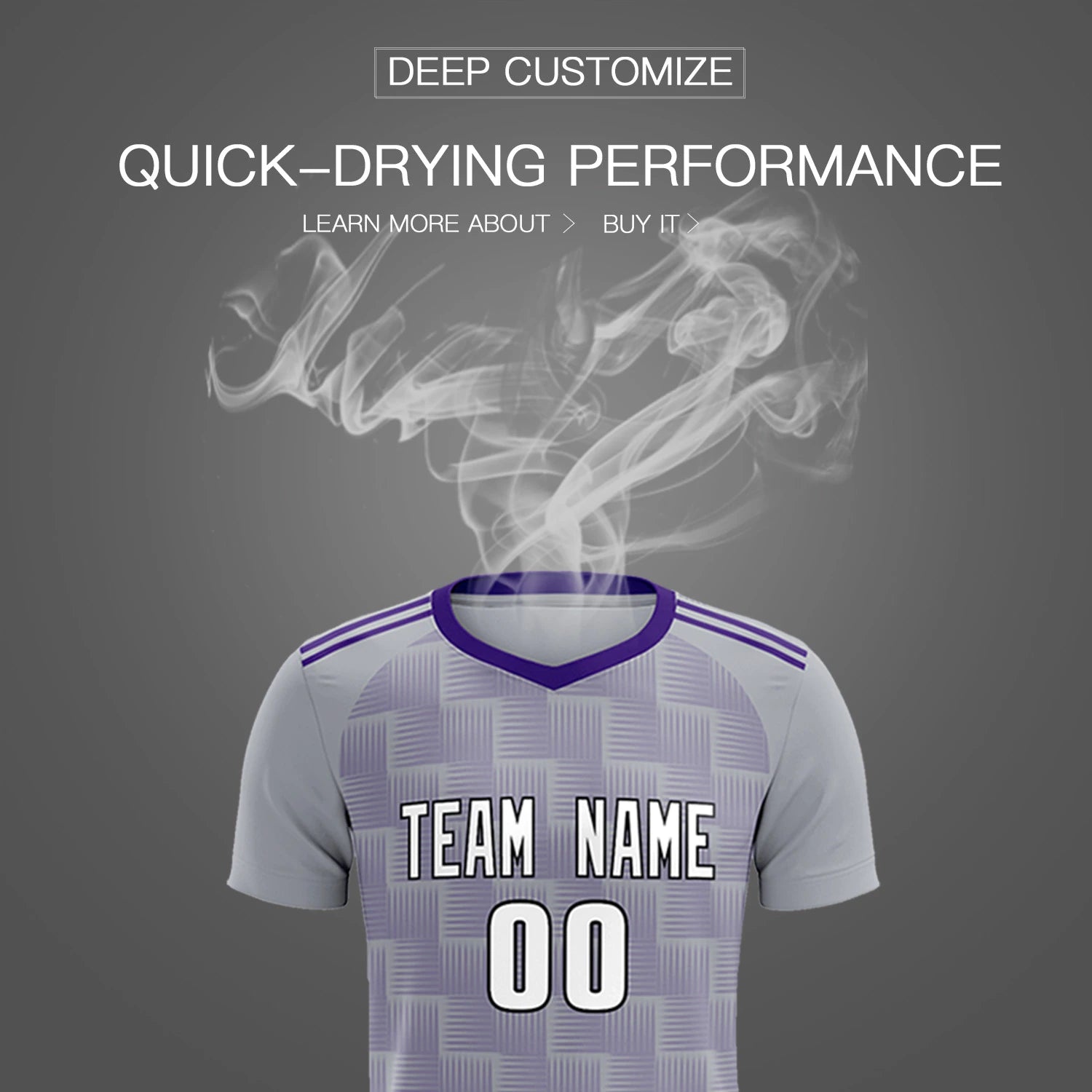 Custom Gray Purple Casual Outdoor Soccer Sets Jersey