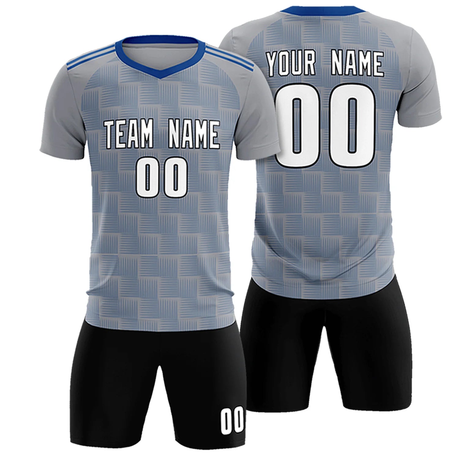 Custom Gray Royal Blue Casual Outdoor Soccer Sets Jersey