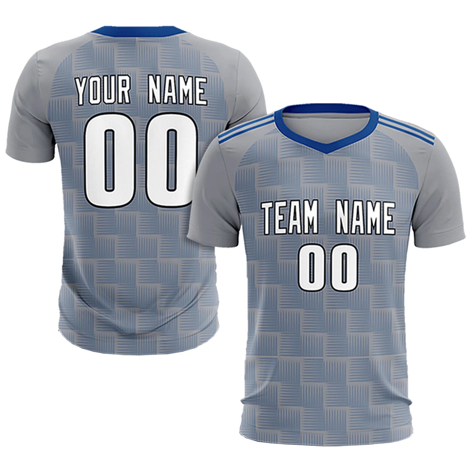 Custom Gray Royal Blue Casual Outdoor Soccer Sets Jersey